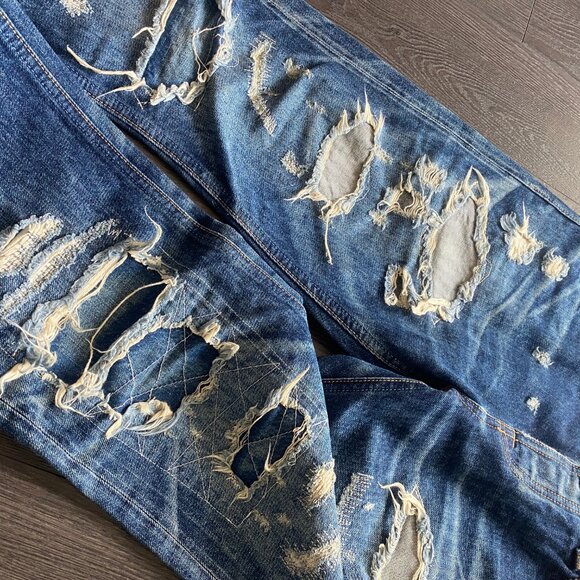 Big John Selvedge Slim Straight Distressed Made in Japan 32/34 denim jeans - Picture 8 of 16